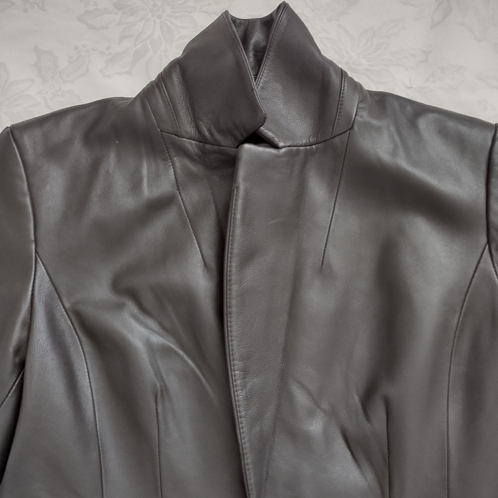 100% Leather Blazer Patch Pockets One Button - image 5